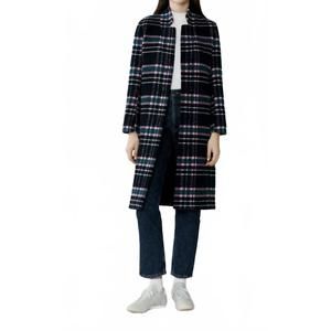 NEW SOIA&KYO diane plaid midi coat in indigo multi
